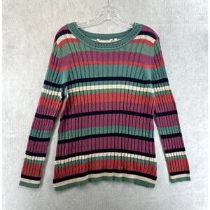 Soft Surroundings Isidor Sweater Medium Cable Knit Striped Super Soft Casual